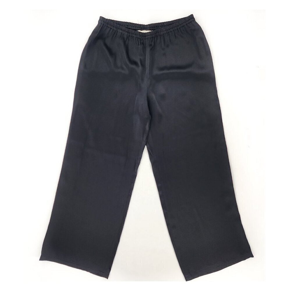 MARINA RINALDI Black Wide Leg Satin Pants Elastic Waist 120 Size MR 19 / US 10
